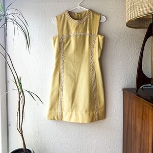 Super Mod Butter Yellow Handmade Shift Dress with POCKETS